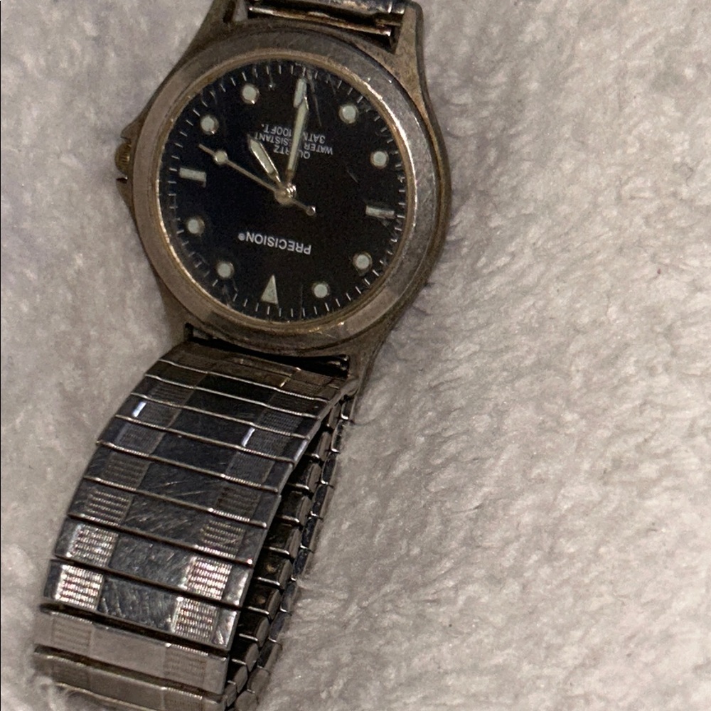 Precision Silver Watch‎ with Black Dial
